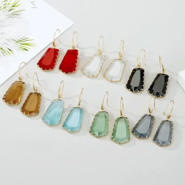 Retro Ethnic Style Heart Inlay Alloy Artificial Gemstones Earrings