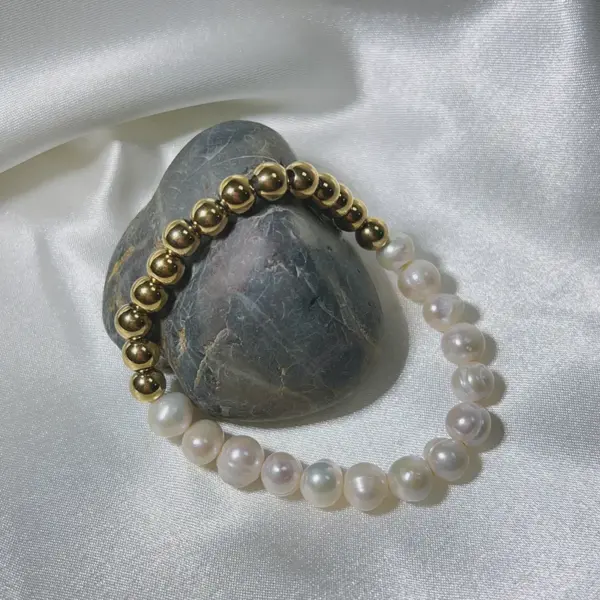 Wholesale Elegant Color Block 304 Stainless Steel Freshwater Pearl Bracelets In Bulk
