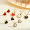 Wholesale Elegant Vintage Heart Shell Necklace Earring Jewelry Set Stainless Steel Gold Plated Cable Chain Classic Style For Women