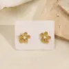Color Retention Electroplated Acrylic Pearl Flower Square Heart Shaped Earrings Fashionable Women's Jewelry Accessory