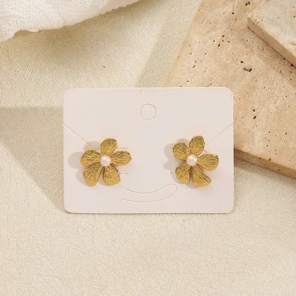 Color Retention Electroplated Acrylic Pearl Flower Square Heart Shaped Earrings Fashionable Women's Jewelry Accessory