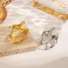 Wholesale Ion Plating (IP) 18K Gold Plated Irregular 304 Stainless Steel Classic Style IG Style Waterproof Non Tarnish Open Rings