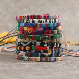 Wholesale Colorful Bohemian Cotton and Linen Braided Bracelet