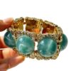 Wholesale Acrylic Handmade Inlaid Cat's Eye Stone Bracelet Geometric Handmade Beaded Bangle