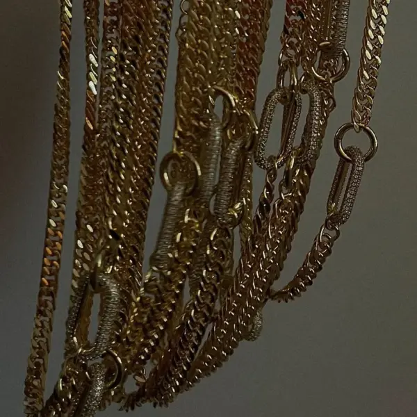 18K Gold Plated Copper Electroplating PVD Coated Zircon Geometric Cuban Link Chain Curb Chain Necklace