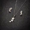 Ion Plating (IP) 18K Gold Real Gold Plated Star Flower Notes 201 Stainless Steel Simple Style Commute Waterproof Non Tarnish Jewelry Set