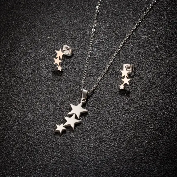 Ion Plating (IP) 18K Gold Real Gold Plated Star Flower Notes 201 Stainless Steel Simple Style Commute Waterproof Non Tarnish Jewelry Set
