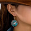 Wholesale Western Wind Flower Horse Highland Cow Earrings