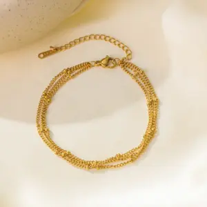 【XKB0062】Three-Layer Side Chain Bracelet / Gold