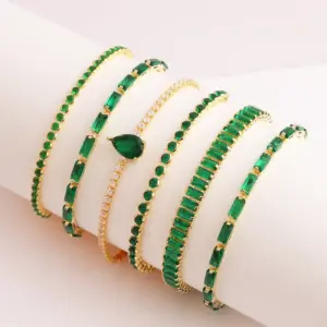 Wholesale Fashion Solid Color Copper Plating Inlay Zircon Bracelets 1 Piece