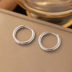 22 [Ag94] Full Glossy Earrings / Steel Color