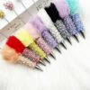 Wholesale Pearl full drill brush pen diy handmade diamond heavy beaded pen multicolor furry gift pen manufacturers