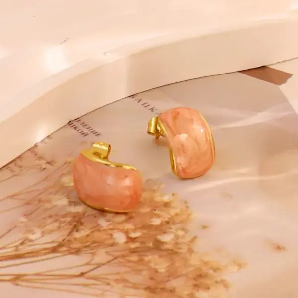 Wholesale 1 Pair Simple Style C Shape Round 304 Stainless Steel 18K Gold Plated Earrings Ear Studs