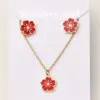 Wholesale Jewelry Casual Basic Vacation Simple Flower 304 Stainless Steel 18K Gold Plated Polishing Enamel Plating Jewelry Set