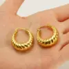 PVD Coated 18K Gold Plated Solid Color 304 Stainless Steel Retro Waterproof Non Tarnish Earrings