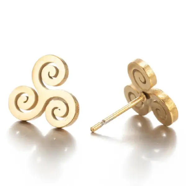 PVD Coated Real Gold Plated Geometric Stainless Steel Simple Style Waterproof Non Tarnish Ear Studs