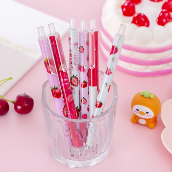 Wholesale Cute and sweet strawberry click gel pen