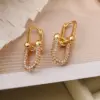 1 Pair Punk Simple Style Geometric Plating Inlay Copper Zircon 18k Gold Plated Drop Earrings