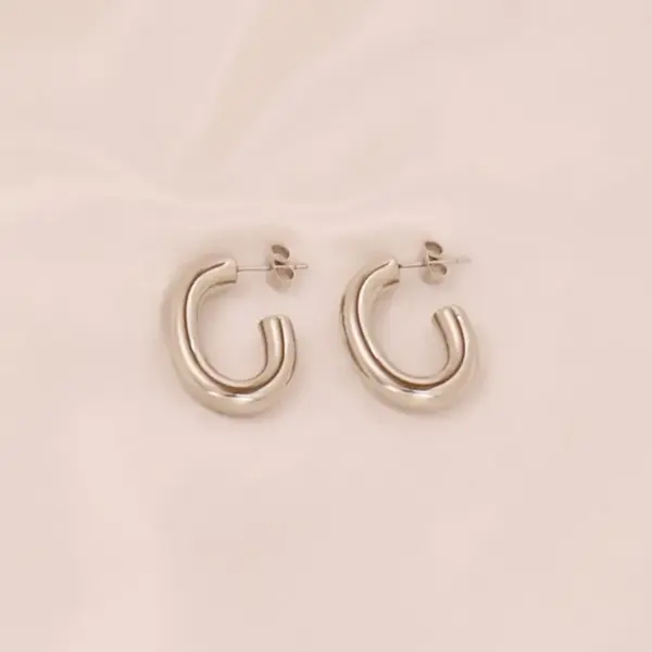 Wholesale 1 Pair Simple Style U Shape Pentagram Round 304 Stainless Steel 18K Gold Plated Earrings
