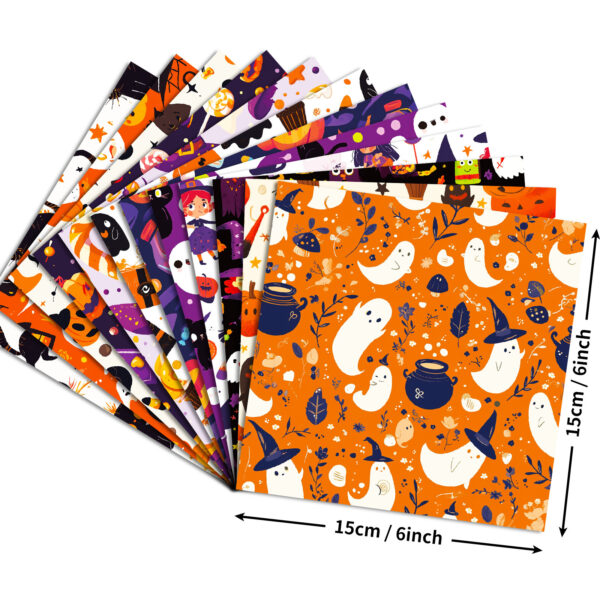 oly-4f2709bb46bae3d9c33ef37bc1d9f7f5 Wholesale 12 sheets of Halloween material paper pumpkin ghost bat hand account collage base paper Amazon Halloween material paper