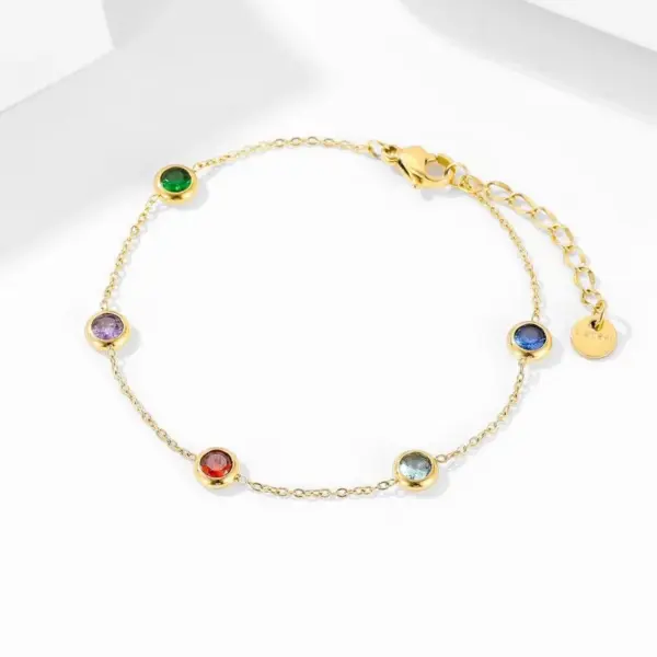 Wholesale PVD Coated Real Gold Plated 18K Gold Round Colorful 304 Stainless Steel Elegant Glam Waterproof Non Tarnish Bracelets Earrings Necklace