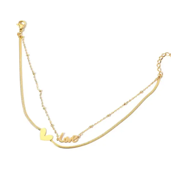 Wholesale Jewelry Fashion Letter Heart Shape 304 Stainless Steel 16K Gold Plated White Gold Plated Gold Plated Plating Anklet