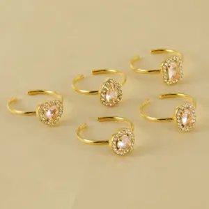 Wholesale Titanium Steel Simple Style Classic Style Inlay Water Droplets Heart Shape Rhombus Zircon Rings