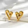 Wholesale PVD Coated Number Heart Shape 304 Stainless Steel French Style Simple Style Classic Style Waterproof Non Tarnish Ear Studs