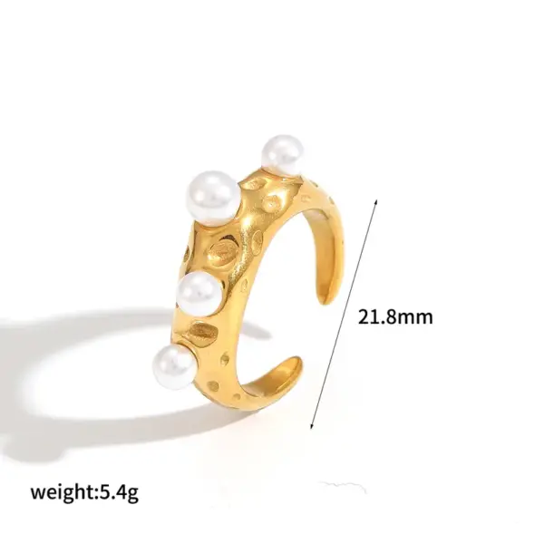 Wholesale PVD Coated Real Gold Plated 18K Gold Conch 304 Stainless Steel Vacation Classic Style Waterproof Non Tarnish Rings