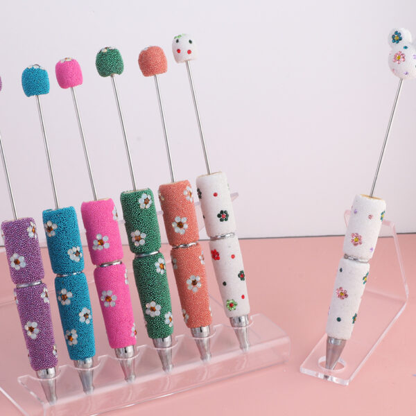 Wholesale Cross-border new creative diy beads beaded pen multicolor ballint pen color cute cartoon pearl pen