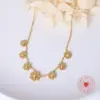 Fashion Flower Titanium Steel Waterproof Non Tarnish No Inlaid PVD Coated Real Gold Plated Women'S Anklet