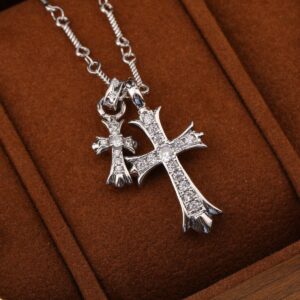 Silver crow heart necklace