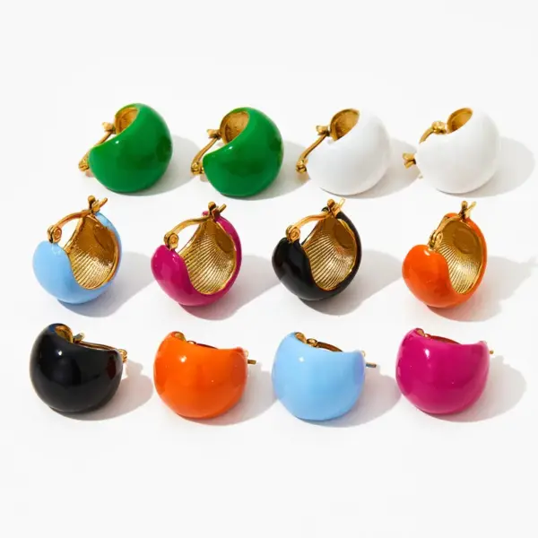 Wholesale PVD Coated Real Gold Plated 16K Gold White Gold Plated Gold Plating Color Block 304 Stainless Steel Simple Style Waterproof Non Tarnish Ear Studs