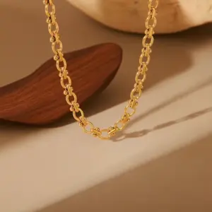 X06185-Hollow Ring-Necklace- Gold