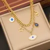 Wholesale PVD Coated 18K Gold Real Gold Plated Devil'S Eye Stainless Steel Casual Streetwear Waterproof Non Tarnish Bracelets Earrings Necklace