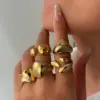 PVD Coated Real Gold Plated 18K Gold Irregular Geometric 304 Stainless Steel Casual Elegant Simple Style Waterproof Non Tarnish Open Rings