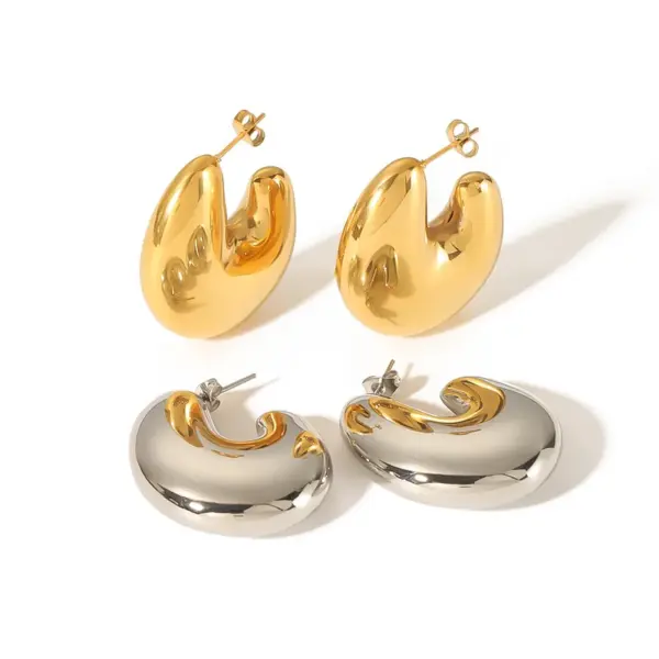 Wholesale PVD Coated Real Gold Plated U Shape 304 Stainless Steel Simple Style Waterproof Non Tarnish Ear Studs