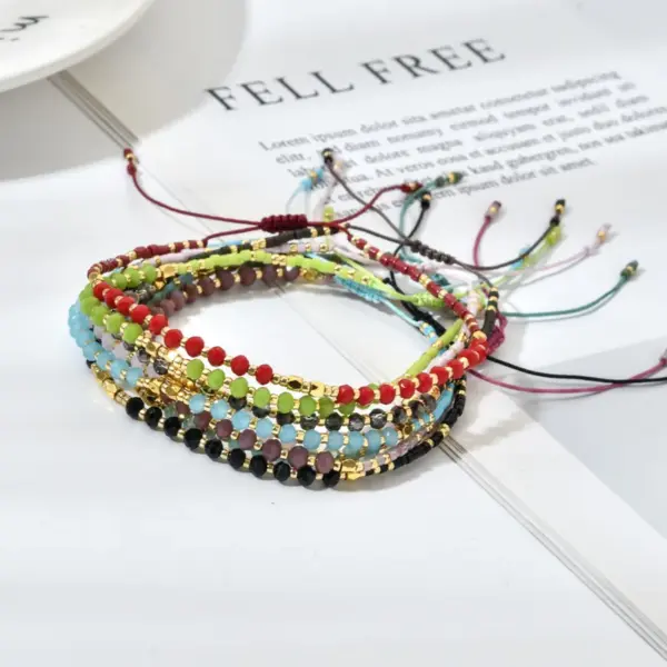 Wholesale Bohemian Solid Color Natural Stone Drawstring Bracelets