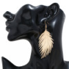 Wholesale Amazon European and American Simple Earrings Metal Feather Frosted Leaf Pattern Earrings Leaves Long Tassel Earrings for Women