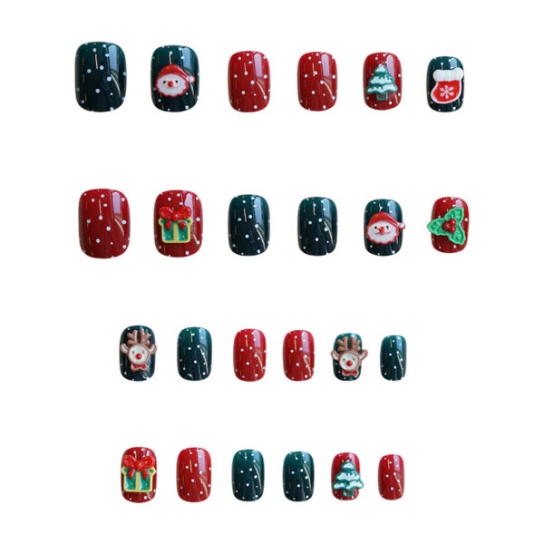 Wholesale Z-460 Merry Christmas Fake Nails Christmas Cross-border 24 Finished Wear Nail Nail Nails