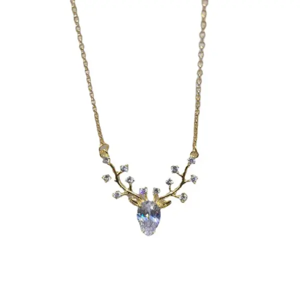 Wholesale PVD Coated Real Gold Plated Elk Stainless Steel Casual Simple Style Waterproof Non Tarnish Necklace