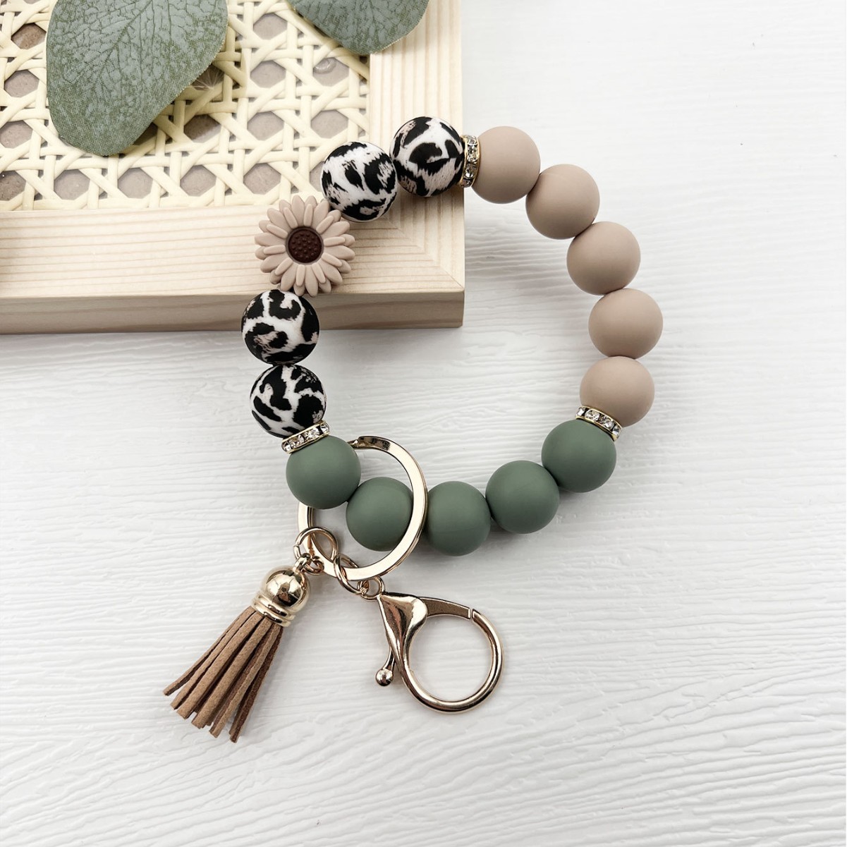 Wholesale Silicone Bead Bracelet Keychain