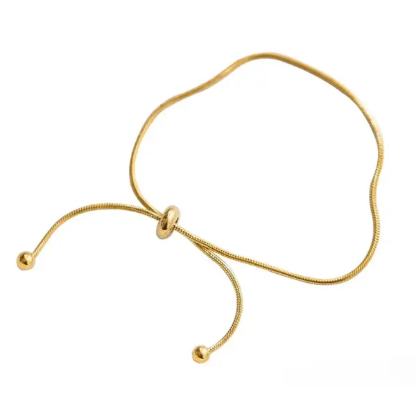 Wholesale PVD Coated Real Gold Plated 18K Gold Solid Color 304 Stainless Steel Simple Style Waterproof Non Tarnish Bracelets Anklet Necklace