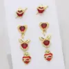 Fashionable Electroplated Color Retention Heart Shaped Earrings Wings One Sword Through Heart Design Women Casual Style Resin Post