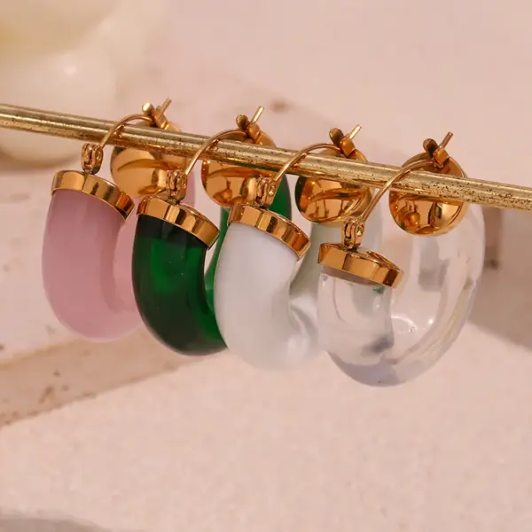 304 Stainless Steel Round PVD Coated Stone-Free 18K Gold Plated Real Gold Plated 18K Gold Basic Simple Style Classic Style Waterproof Non Tarnish Plating Earrings