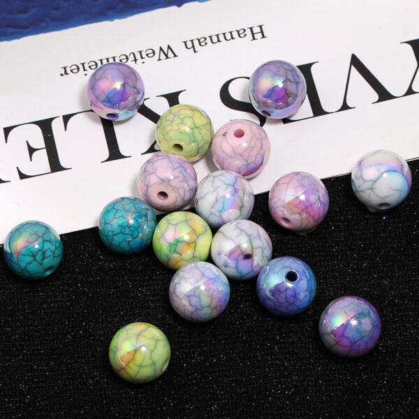 oly-4f75534f321d5e47ed3c3ce348f877aa Wholesale Acrylic UV plated color imitation marble crack round beads mobile phone chain beaded pen diy jewelry aessories beads