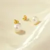 Wholesale 1 Pair Basic Simple Style Round Plating Freshwater Pearl Copper 18k Gold Plated Ear Studs