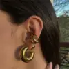 PVD Coated Real Gold Plated 18K Gold C Shape Geometric 304 Stainless Steel IG Style Simple Style Waterproof Non Tarnish Ear Cus