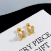 Wholesale 1 Pair Sweet Heart Shape Inlay Titanium Steel Zircon Ear Studs