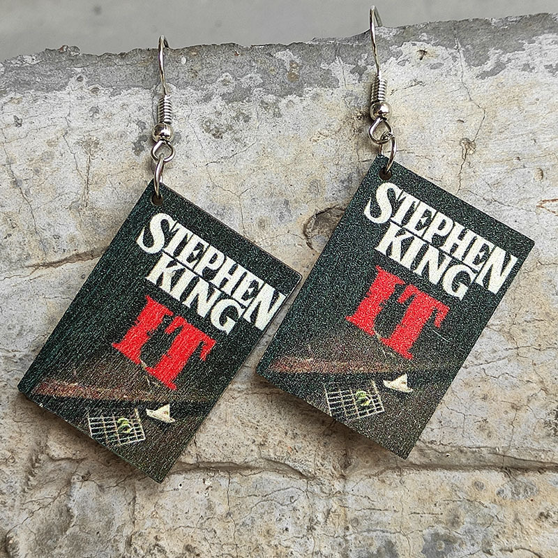 Wholesale Horror Book Wooden Earrings